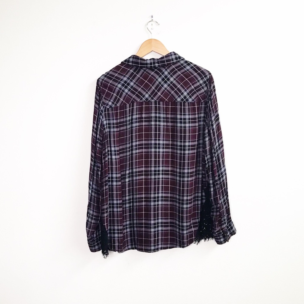 Torrid : Plaid Lace Camp Shirt Long-sleeve - Picture 5 of 6